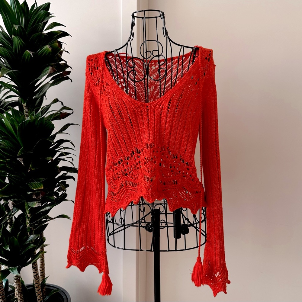 River Island Orange Crochet Top/Cover up | US2